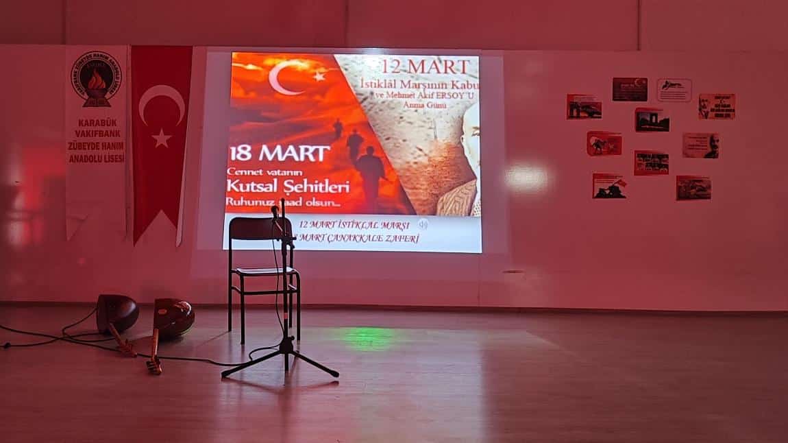 12 Mart İstiklal Marşı'nın Kabulü ve Mehmet Akif Ersoy'u Anma  ve 18 Mart Çanakkale Şehitleri Anma Günü Programı